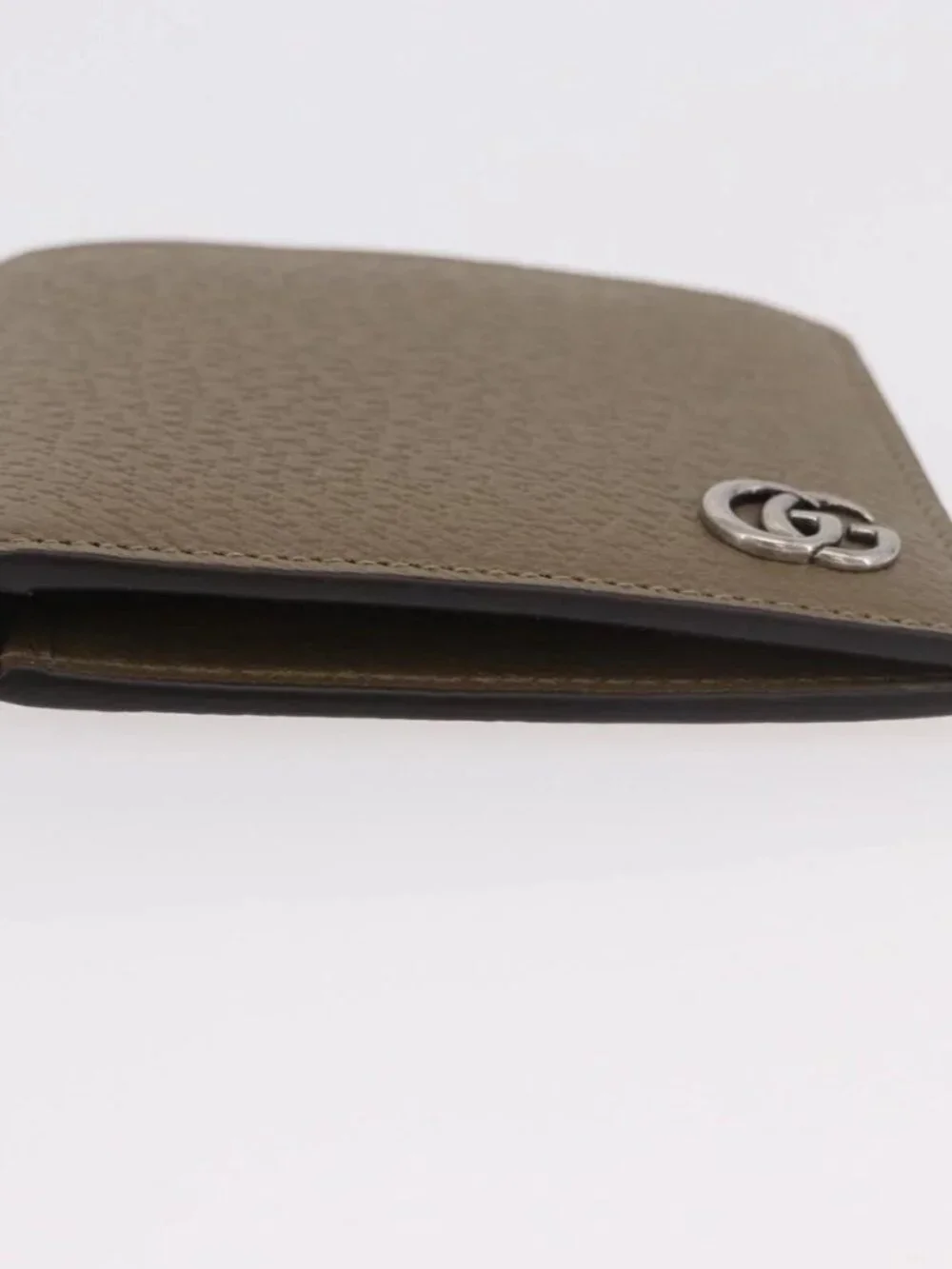 GUCCI GG Marmont Wallet Leather Beige Silver 428726 Auth 186156M
